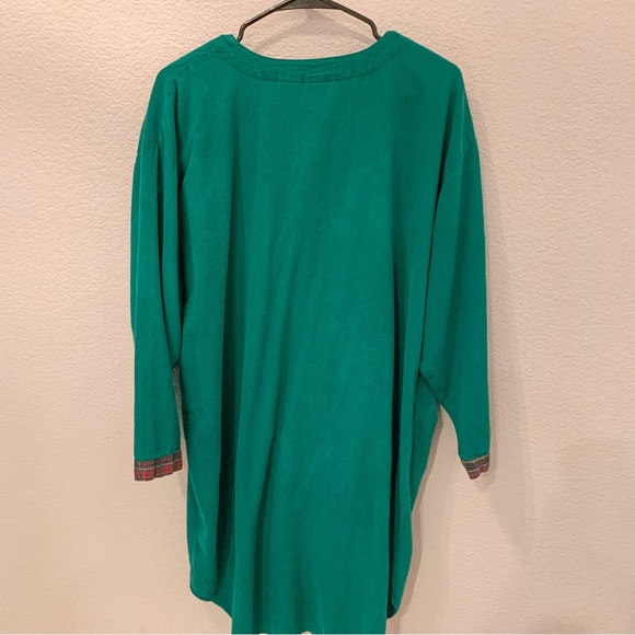 Vtg 1993 Looney Tunes Green Flannel Plaid Sleep Pajama Night Shirt Oversized M - Picture 10 of 13